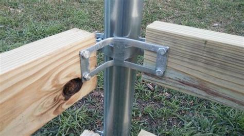 metal post to wood fence bracket home depot|galvanized posts for wood fence.